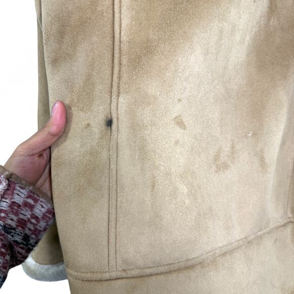 Mackintosh Faux Suede Shearling Hooded Jacket Size M Y2K Cozy Western Cabincore - Picture 10 of 11